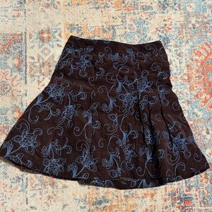 Boden brown corduroy embroidered skirt